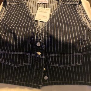 Woman Zara Black Denim Vest, Brand New!!